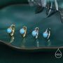 Sterling Silver Turquoise Huggie Hoop Earrings, thumbnail 1 of 10