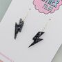 Small Black Lightning Bolt Earrings / Gothic Statement Earrings Dark Alternative Aesthetic / Bold Midnight Accessory, thumbnail 2 of 4