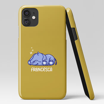 Personalised Sleeping Elephant Name Phone Case, 3 of 6