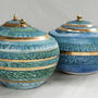Handmade Blue Porcelain Chattered Lidded Pot 24 C Gold, thumbnail 6 of 7