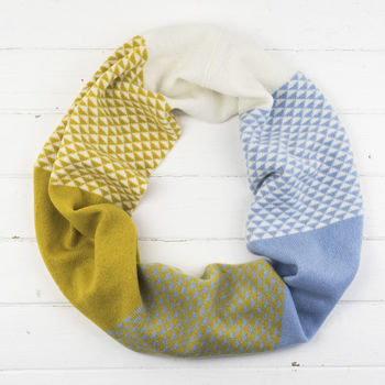 Triangle Knitted Circle Scarf In Piccalilli, 4 of 6