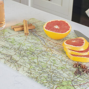 Personalised Vintage Map Glass Chopping Board, 3 of 9