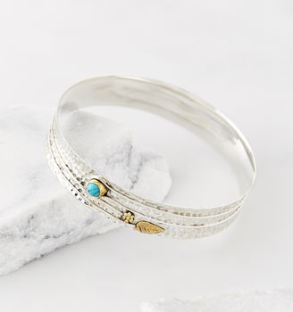 Secret Garden Turquoise Silver Ring And Bangle Set, 5 of 8
