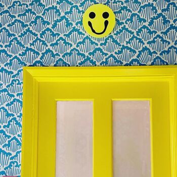 Smiley Face Wall Hanging Neon Yellow And Neon Pink, 2 of 4