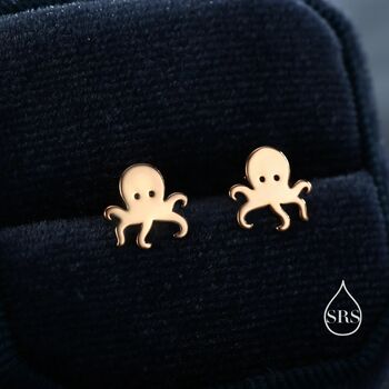 Sterling Silver Tiny Octopus Stud Earrings/Screw Back/Flat Back Earrings, 7 of 12