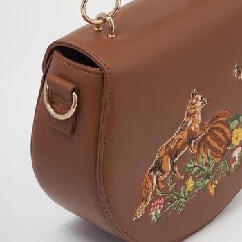 Fox And Pumpkin Embroidered Tan Saddle Bag, 6 of 6