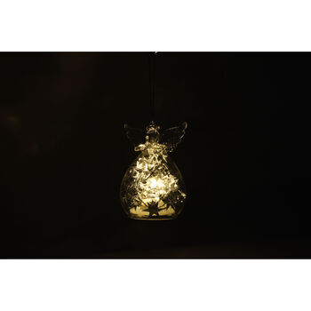 Battery Light Up Christmas Angel Glass Ornament, 2 of 2