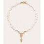 Handmade Freshwater Irregular Pearl Rosary Choker With Cross Charm, thumbnail 3 of 9