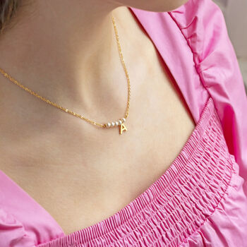 Asymmetric Pearl Bar Initial Necklace, 7 of 10