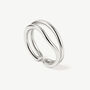 Women's Sterling Silver Adjustable Wave Ring, thumbnail 2 of 4