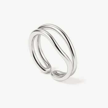 Women's Sterling Silver Adjustable Wave Ring, 2 of 4