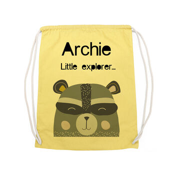 Personalised Children's Raccoon Cotton Nursery Bag, 12 of 12