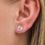 10mm Sterling Silver Paw Print Heart Stud Earrings, thumbnail 2 of 8