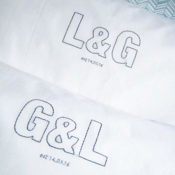 Embroidered Couples Initial Pillowcase Set, 2 of 4