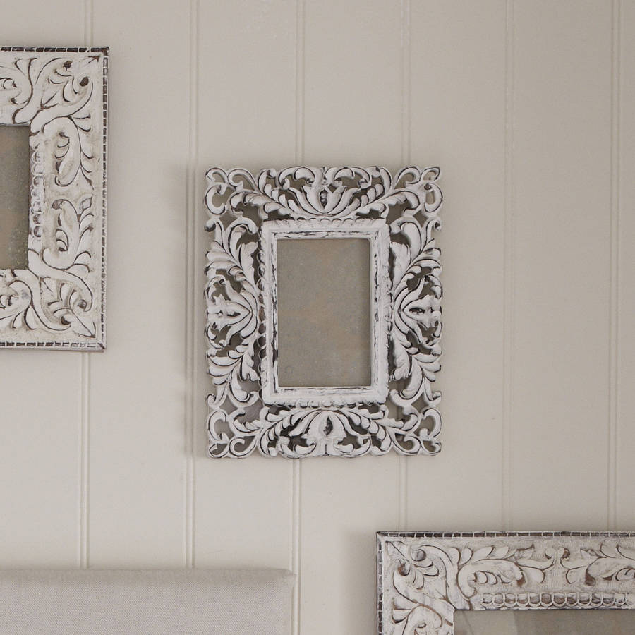 6x4 Ornate White Wooden Photo Frame By Retreat Home