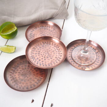 Antique Copper Coasters Set Of Four, 4 of 4