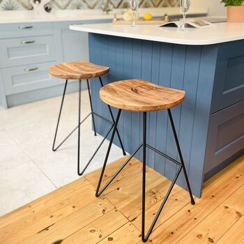 Industrial Wood Bar Stool, 2 of 4