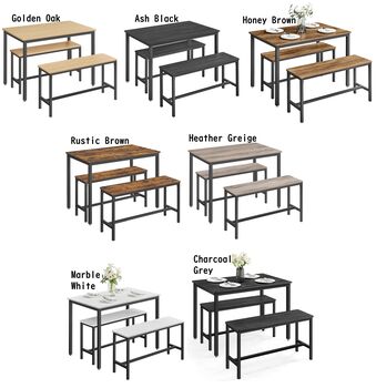 Three Piece Dining Table Set With Benches For Kitchen, 10 of 10