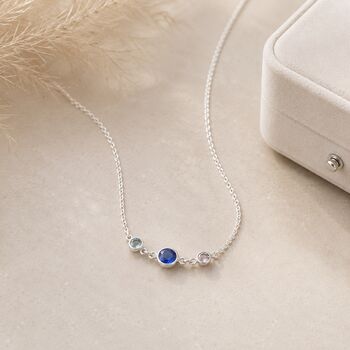 Mother And Two Children Birthstone Link Necklace, 2 of 8