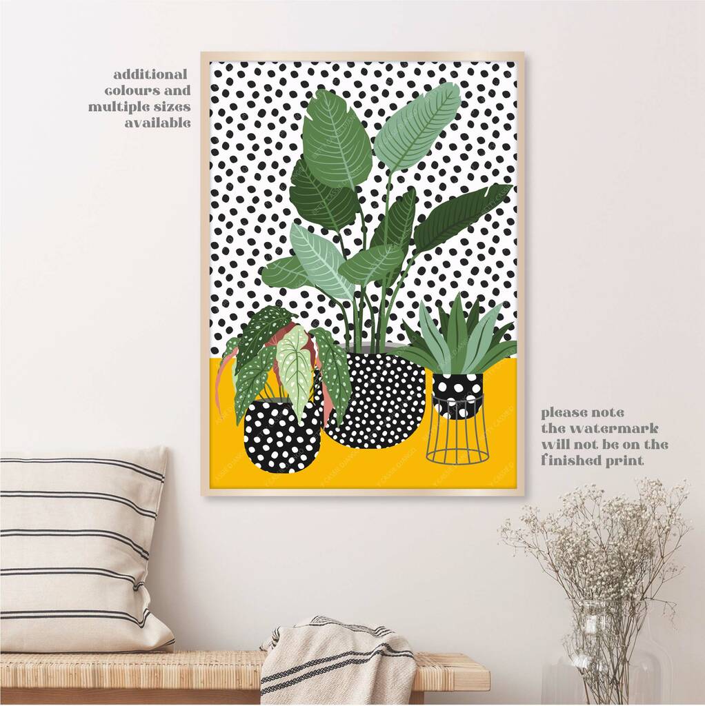 Trio Of Spotty House Plants Print, 1 of 7