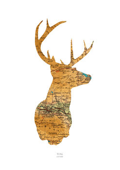 Personalised Stag Map Print, 3 of 5