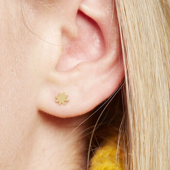 Gold Plated Sun Stud Earrings, 2 of 5