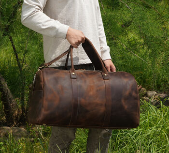 Genuine Leather Holdall, 3 of 12