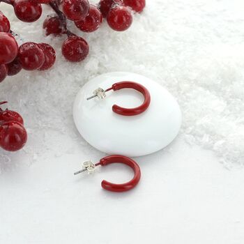 Enamel Christmas Hoop Earrings, 4 of 5