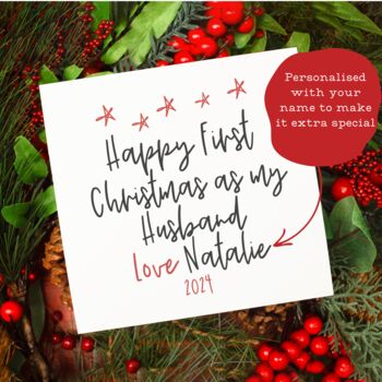 Happy First Christmas As My Husband Personalised Card, 2 of 5