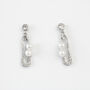 Sterling Silver Pearl Safety Pin Dangle Stud Earrings, thumbnail 1 of 4
