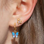 Meadow Blue Butterfly Enamel Huggie Hoop Earring, thumbnail 1 of 2