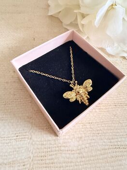 18 K Gold Plated Bee Pendant Necklace, 2 of 11