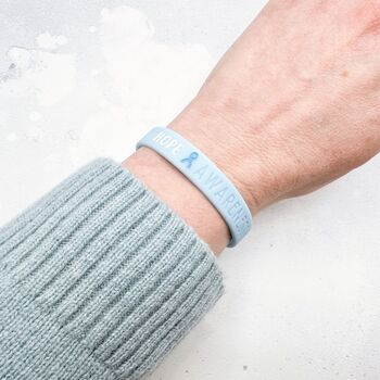 Light Blue Awareness Ribbon Bracelet Wristband, 2 of 10