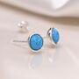 Sterling Silver Blue Opal Stud Earrings, thumbnail 2 of 11