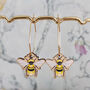 Bee Charm Gold Plated Hexagonal Hoop Earrings, thumbnail 1 of 7