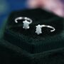 Sterling Silver Minimalist Opal Marquise Huggie Hoop Threader Earrings, thumbnail 7 of 11