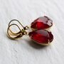 Vintage Ruby Red Teardrop Earrings, thumbnail 1 of 7