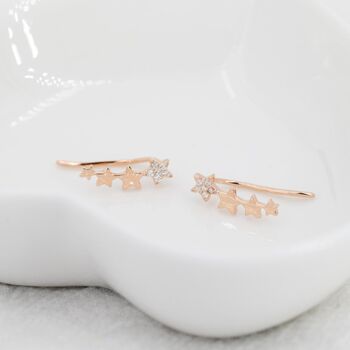 Sterling Silver Cz Star Crawler Earrings, 7 of 12