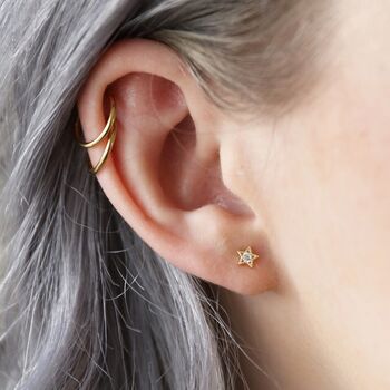Sterling Silver Crystal Star Stud Earrings, 6 of 6