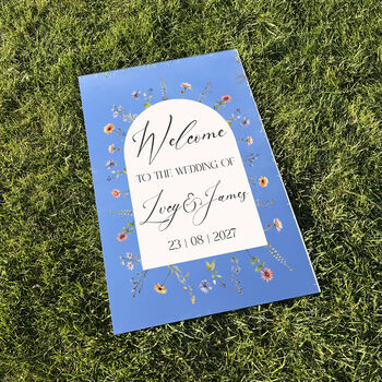 Meadow Silver Mirror Welcome To Our Wedding Sign, 2 of 2