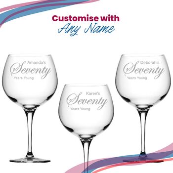 Personalised 70 Years Young Gin Glass, 5 of 8