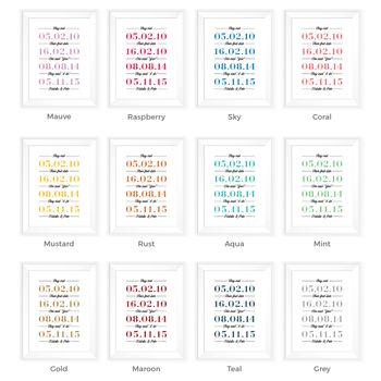 Personalised Dates Wedding Or Anniversary Gift Print, 4 of 5