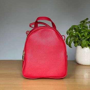 Triple Zipped Rucksack In Red, 2 of 2