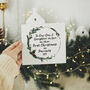 To Our Son And Daughter In Law On Their First Christmas As Parents Wreath Card, thumbnail 1 of 3