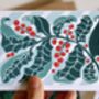 Luxury Linocut Candy Stripes And Holly Christmas Cards Set Of Four, thumbnail 2 of 12