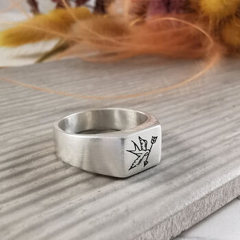 Custom Engraved Square Silver Signet Ring, 6 of 12