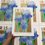 Iris Floral Illustration Riso Print, thumbnail 1 of 5