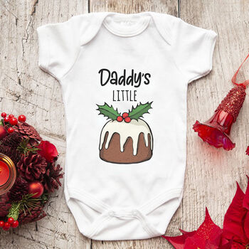 Personalised Christmas Pudding Baby Grow, 2 of 3