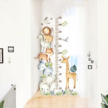 Child’s Safari Animals’ Wall Vinyl Height Chart, 50cm To150cm, Removable, 2 of 8