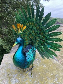 Light Up Metal Garden Peacock, 2 of 9